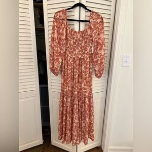 NWT balloon arm sleeve floral maxi dress